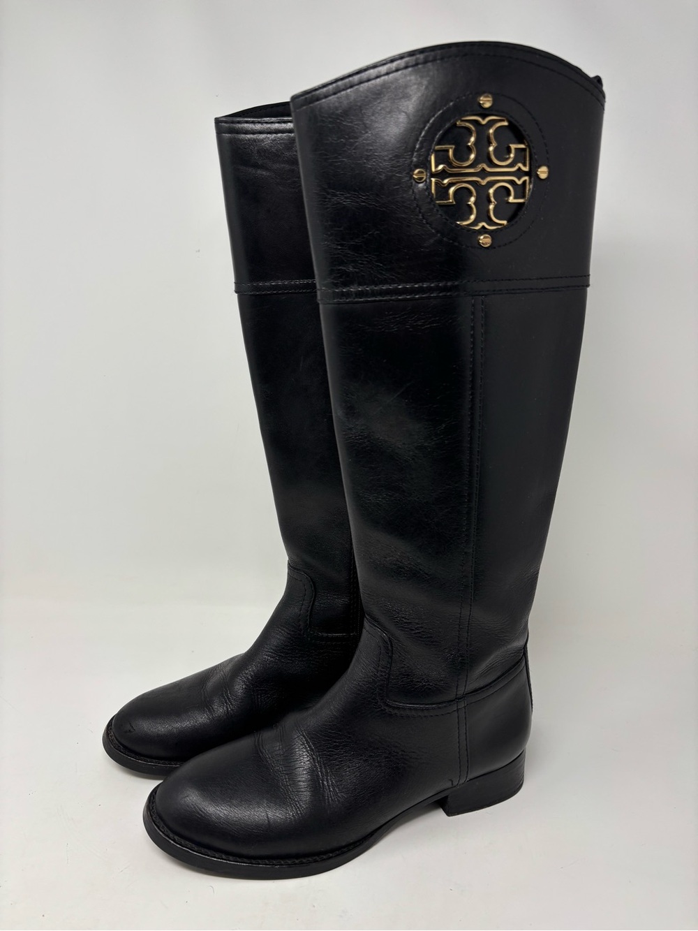 Tory Burch Black Leather Kiernan Riding boots size 5.5M